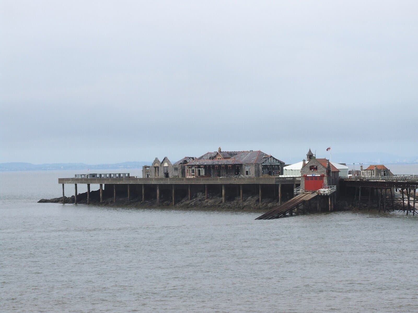 Birnbeck Pier seen from the northern end of Weston-super-Mare beach