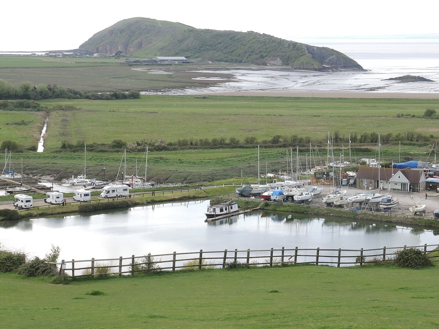Uphill Beach with Brean Down across the River Axe